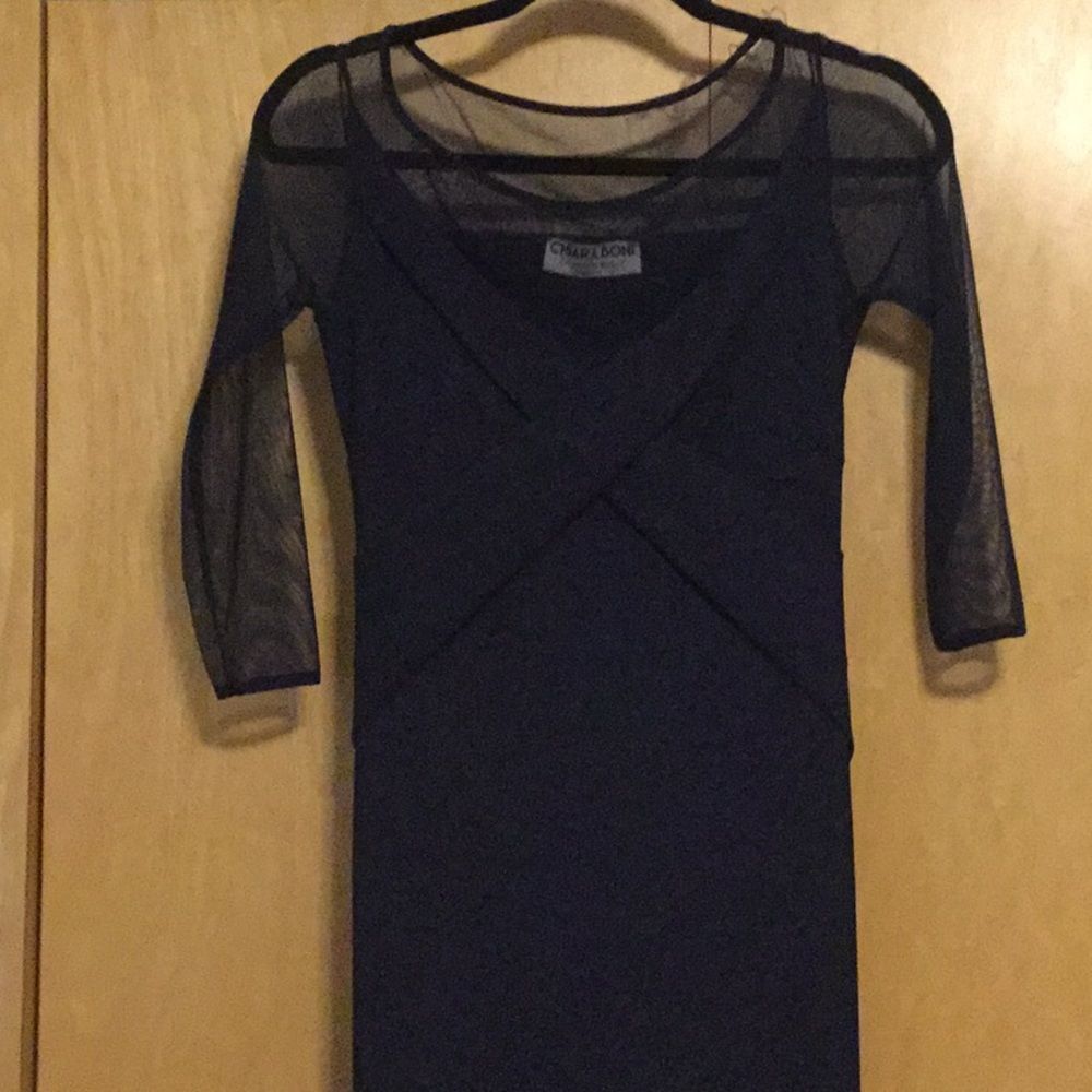 Chiara Boni Mesh Panel Ponte Gown Alidora NWOT (Never Worn). Size 6. - Picture 3 of 10